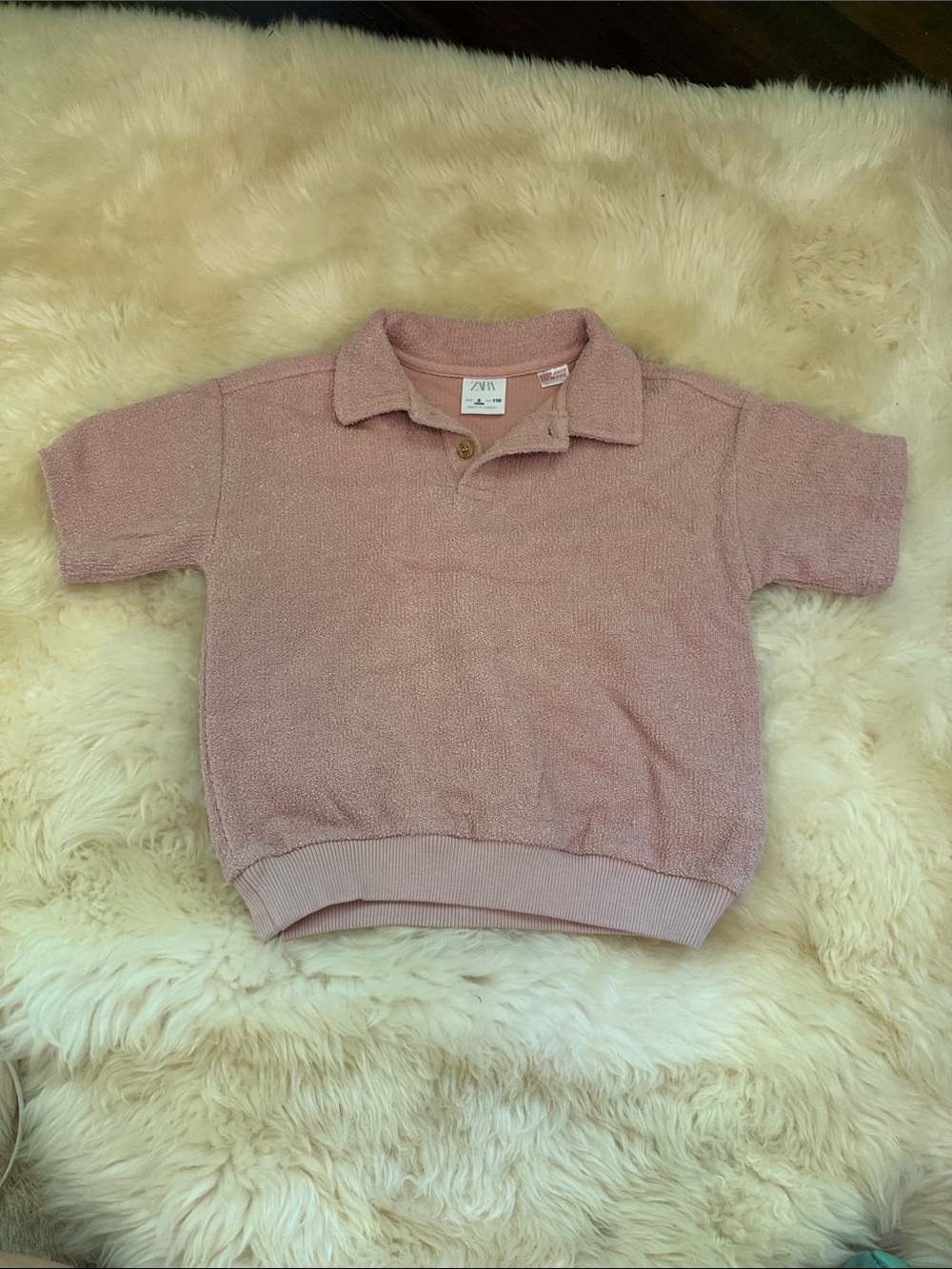 Zara Kids Dusty Pink Terry Polo Shirt